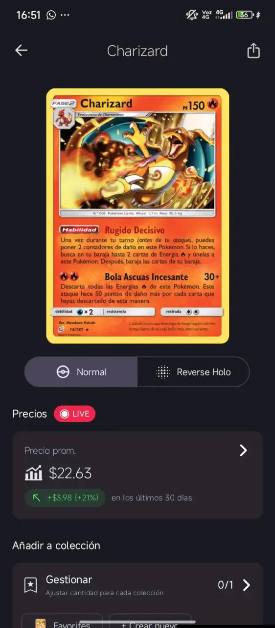 Carta Pokémon Charizard edición especial - 1
