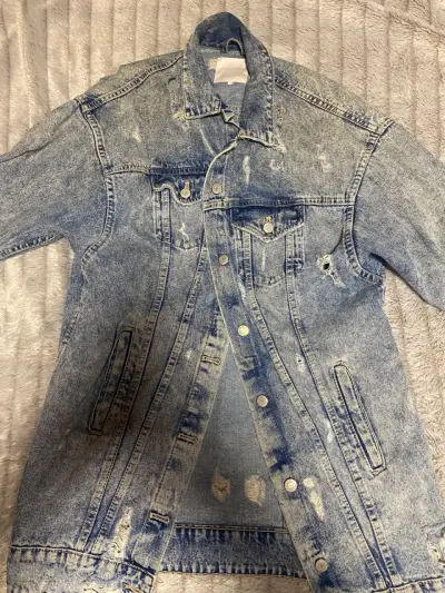Chaqueta Zara larga, de mezclilla desgastada - miniatura 1