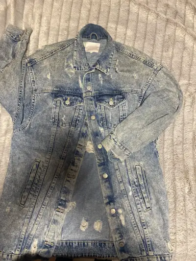 Chaqueta Zara larga, de mezclilla desgastada - miniatura 2