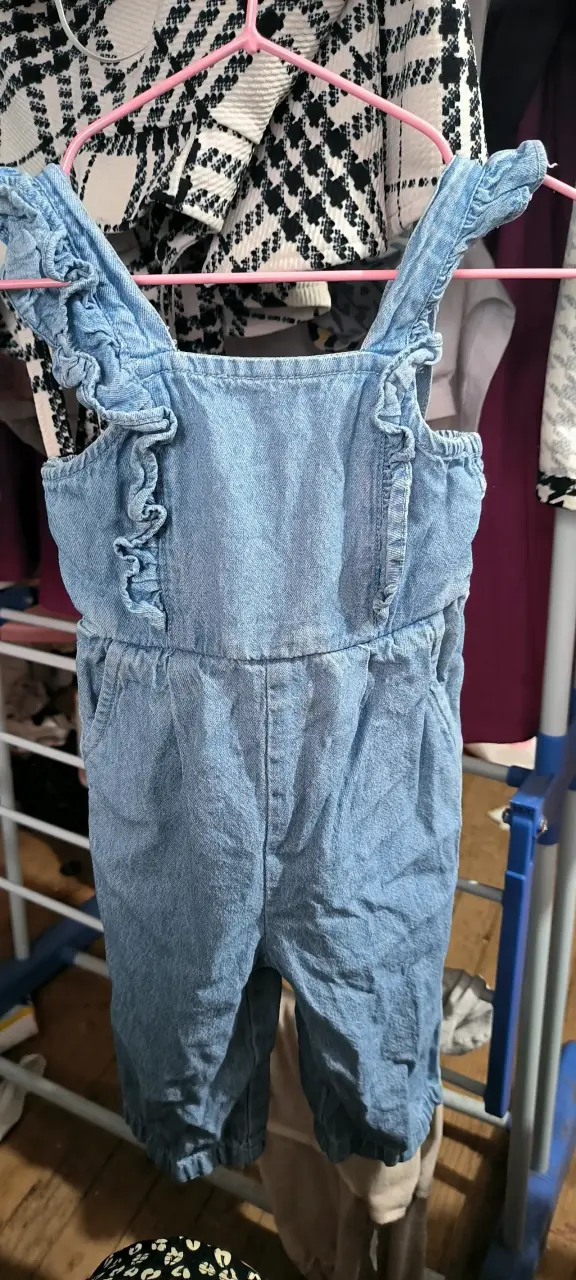 Overol de mezclilla azul infantil talla 12 meses - 1
