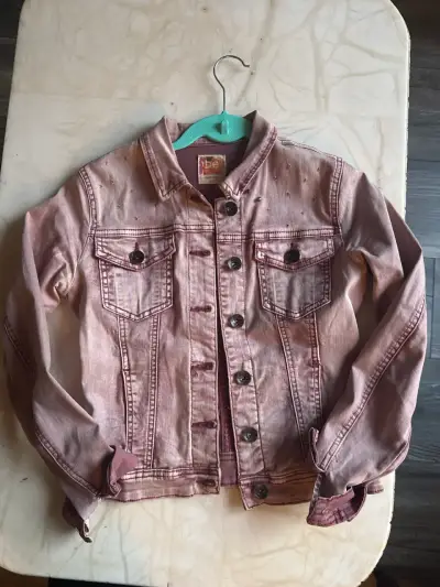 Chaqueta de mezclilla rosa mujer - miniatura 1