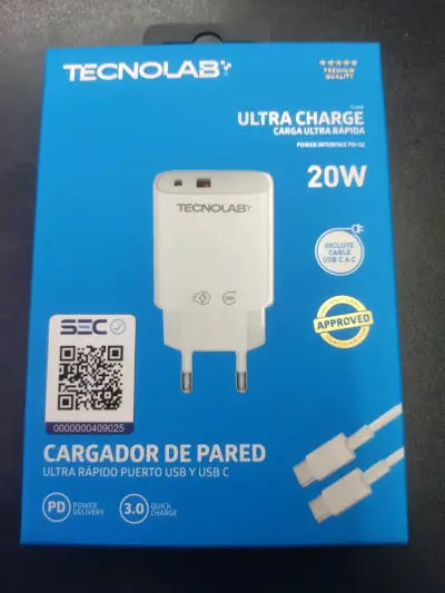 Cargador de pared Tecnolab 20W - miniatura 1