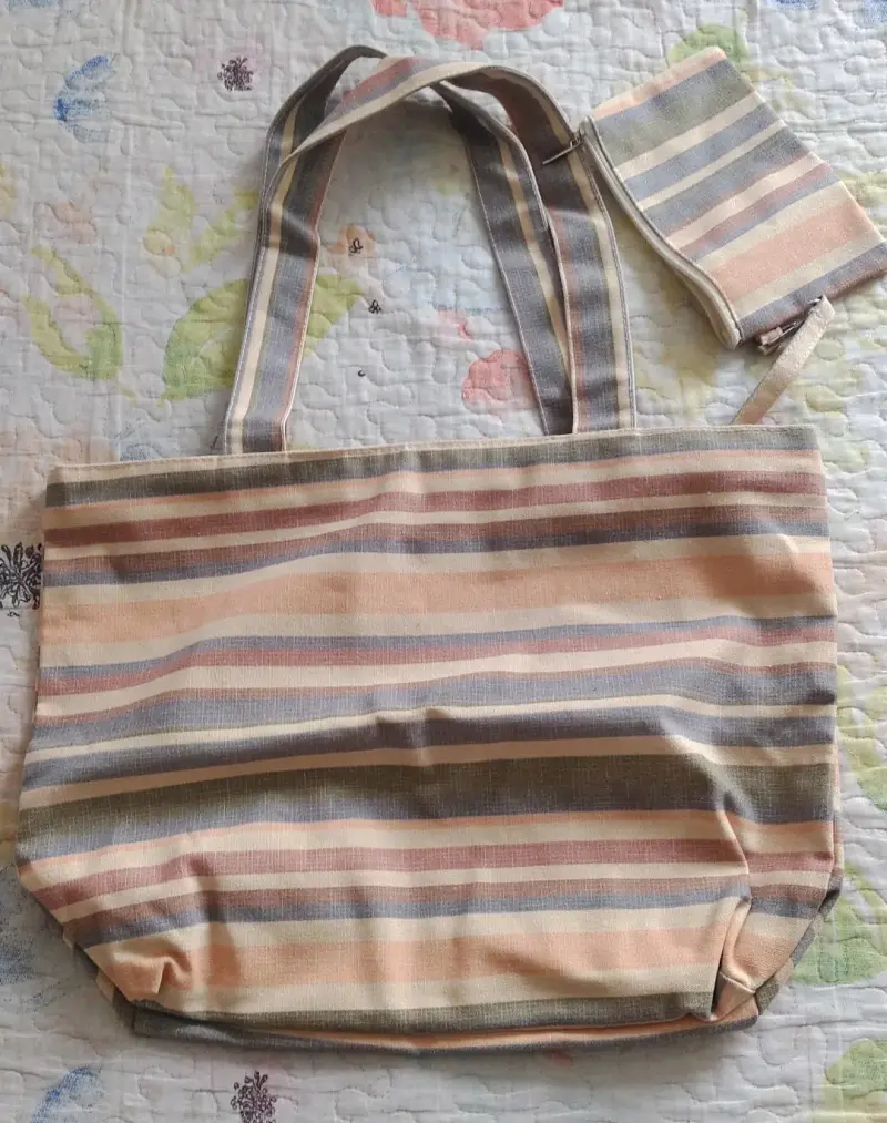 Bolso tote a rayas multicolor + toalla playa - 2