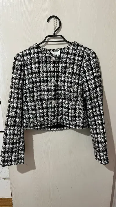 Chaqueta tweed blanco y negro - miniatura 1