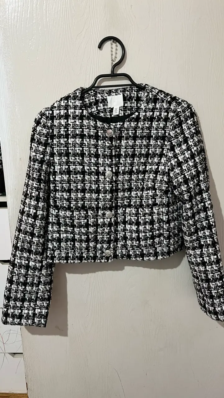 Chaqueta tweed blanco y negro - 2
