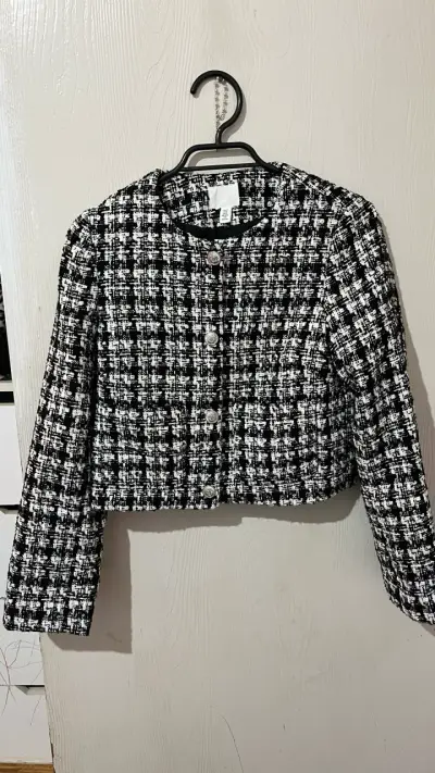 Chaqueta tweed blanco y negro - miniatura 2