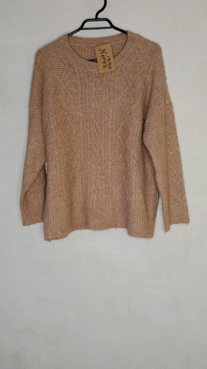 Suéter beige de punto trenzado - 2