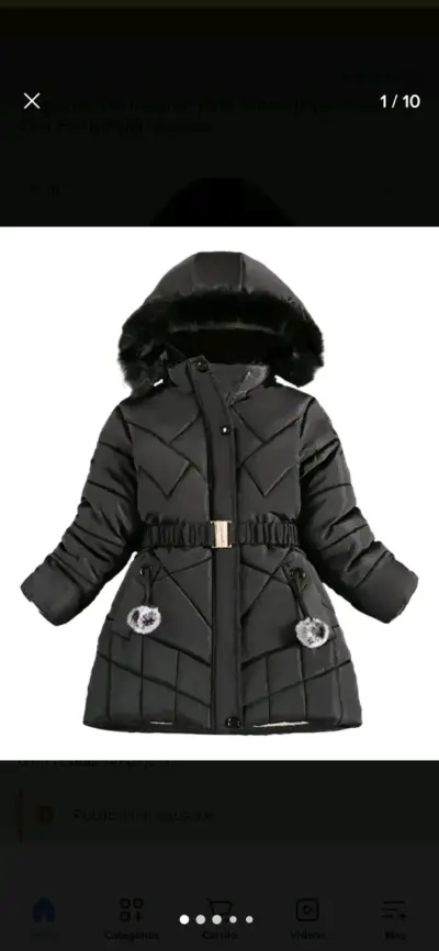Chaqueta de invierno niña negra talla 8-10 - miniatura 1