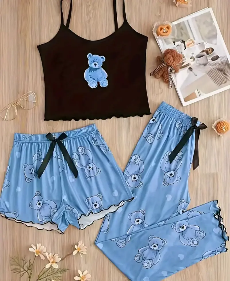 Pijama de 3 piezas de oso talla M - 1