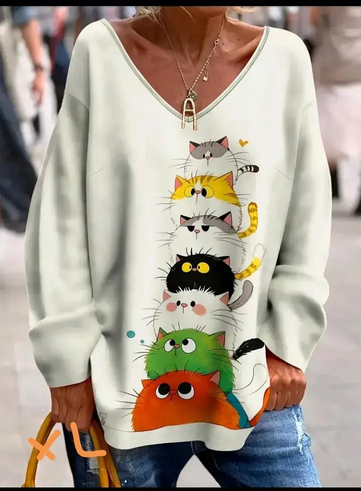 Suéter con diseño de gatos - 1