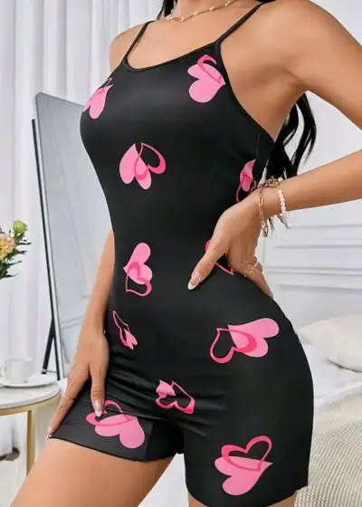 Enterito negro con corazones talla M - miniatura 3
