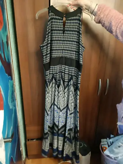 Vestido largo estampado geométrico - miniatura 1
