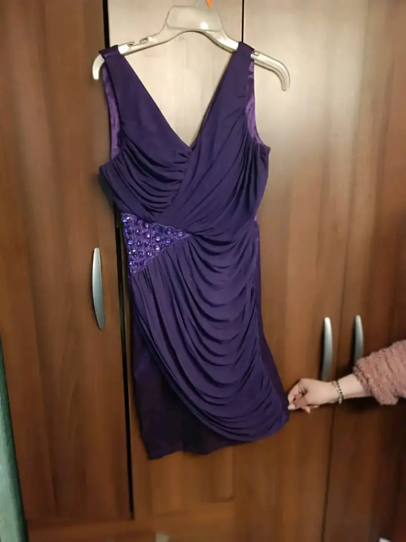 Vestido morado con drapeado - 2