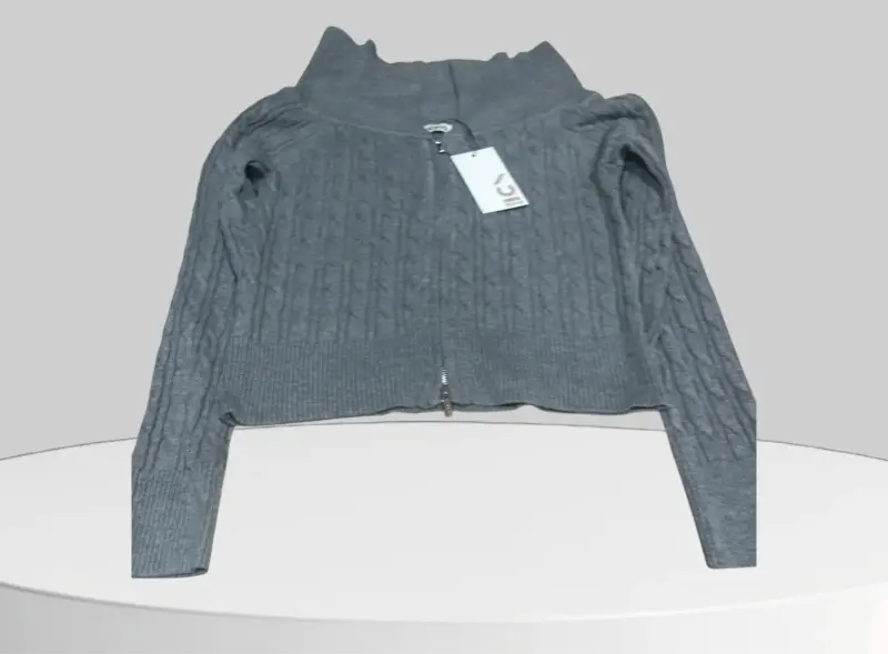 Poleron gris de punto con cremallera talla M - 3