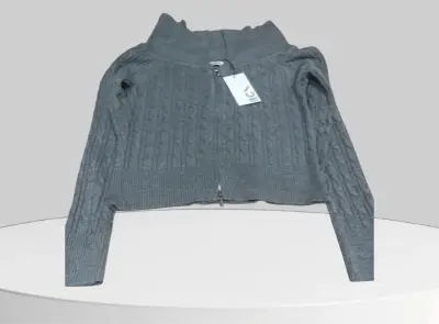 Poleron gris de punto con cremallera talla M - miniatura 3