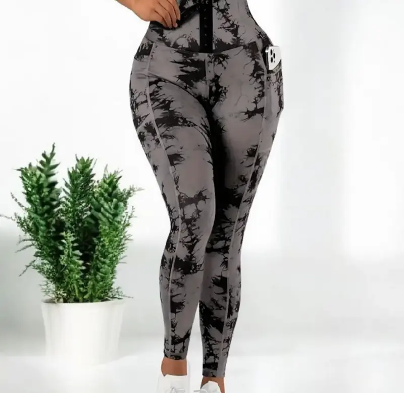 Leggings deportivos gris con corrida talla M - 1