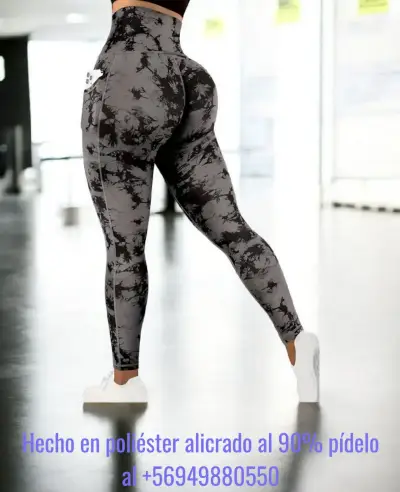 Leggings deportivos gris  con corrida talla M - miniatura 2