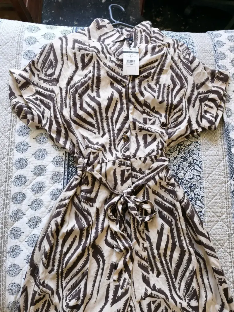 Vestido estampado marrón - 1