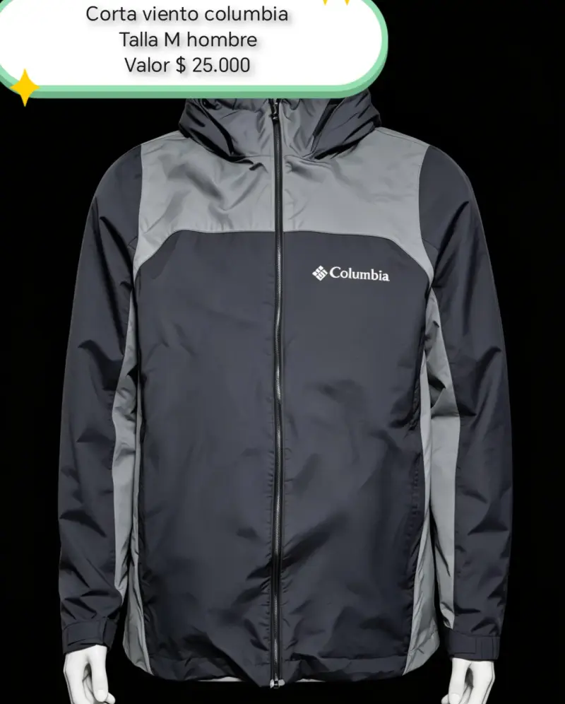 Corta viento Columbia gris y negro - 1