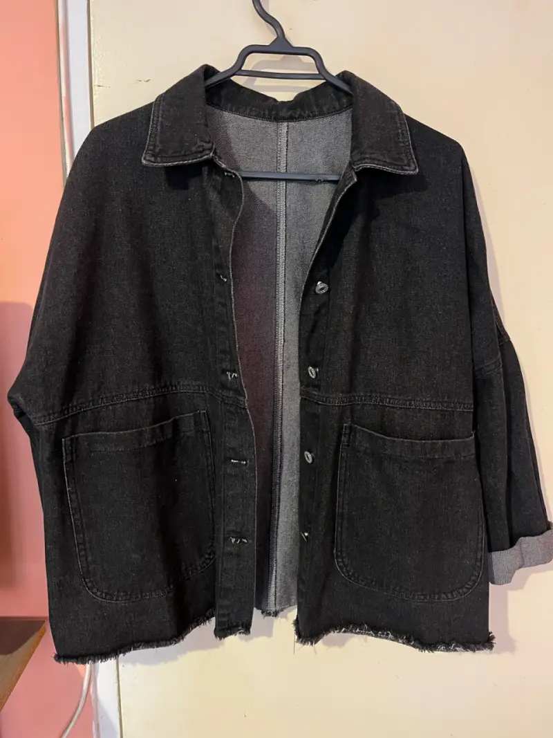 Chaqueta mujer de mezclilla negra - 1