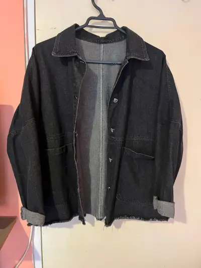 Chaqueta mujer de mezclilla negra - miniatura 2