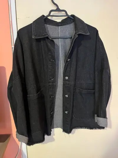 Chaqueta mujer de mezclilla negra - miniatura 3