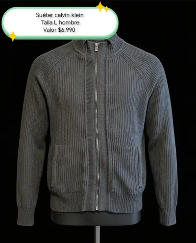 Suéter hombre azul gris calvin klein - miniatura 1