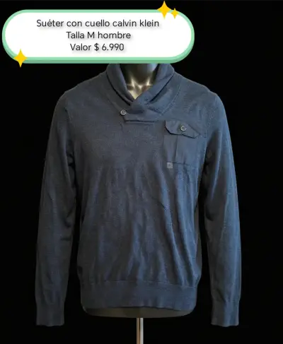 Suéter hombre azul gris calvin klein - miniatura 2