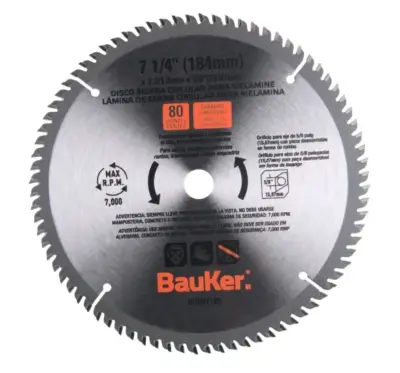 Disco Sierra Corte Melamina 80 Diente Bauker 7 1/4 - miniatura 1