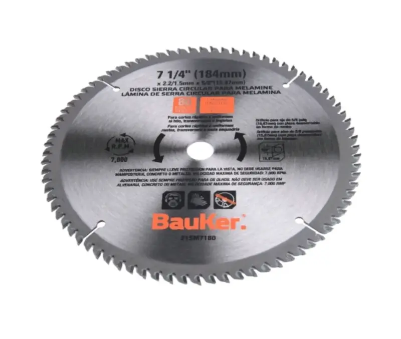 Disco Sierra Corte Melamina 80 Diente Bauker 7 1/4 - 2