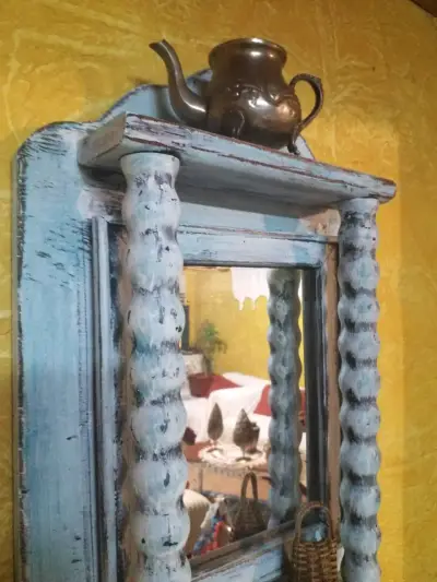 Mueble de máquina +espejo vintage - miniatura 3
