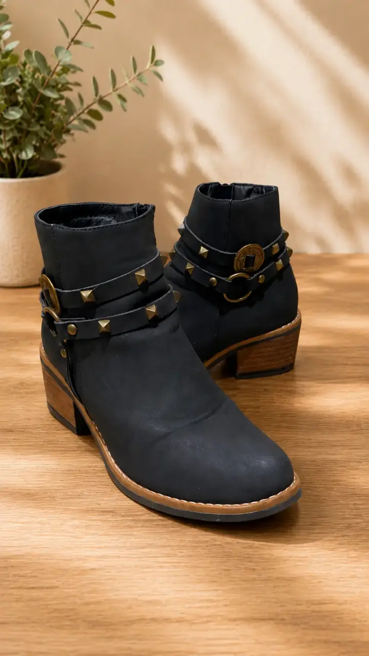 Botines negros con hebillas