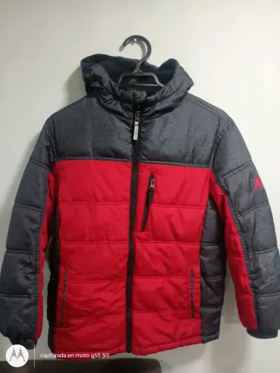 Chaqueta acolchada roja y gris - miniatura 1