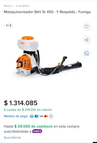 Moto pulverizadora stihl SR450 - miniatura 2