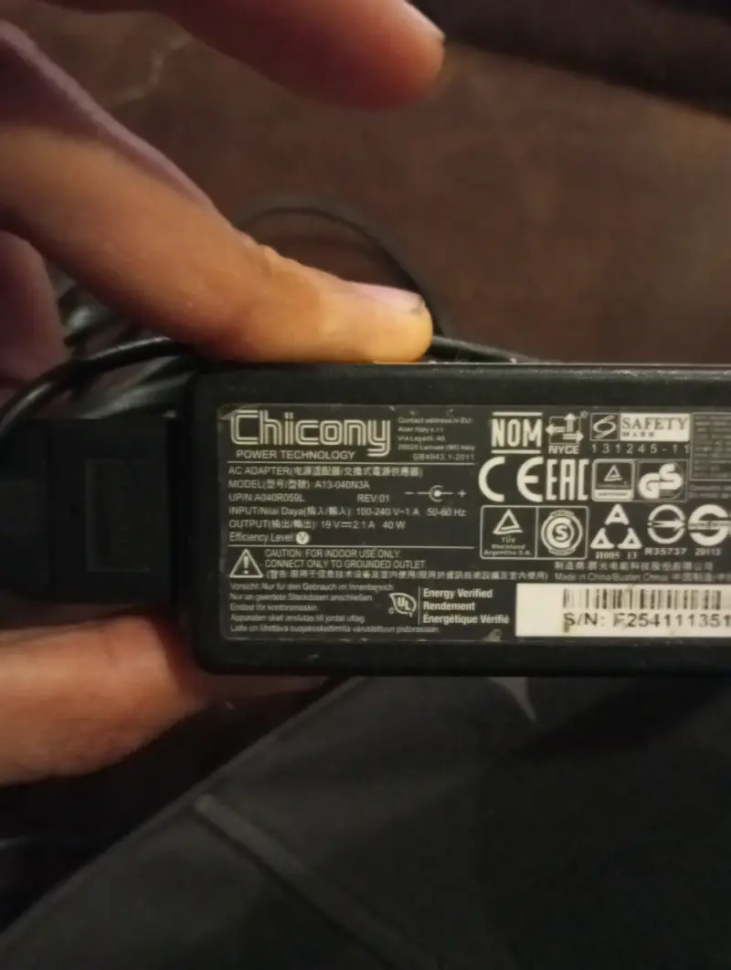 Cargador Original Chicony 19v 2.1a 40w (Para Acer - 2