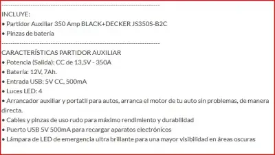 Arrancador auxiliar Black+Decker 350A - miniatura 6