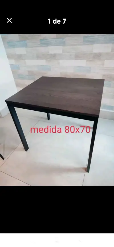 Mesa cuadrada de madera 80x70 extensible - miniatura 1