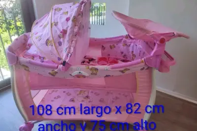 Cuna corral rosada con dibujos - miniatura 1
