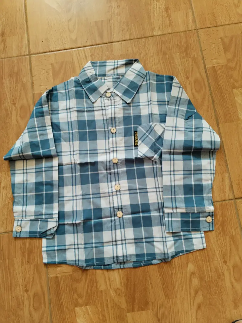 Camisa a cuadros azul niño talla 6