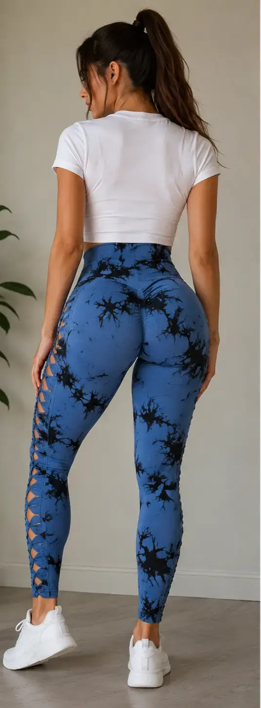 Leggings azules con diseño tie-dye