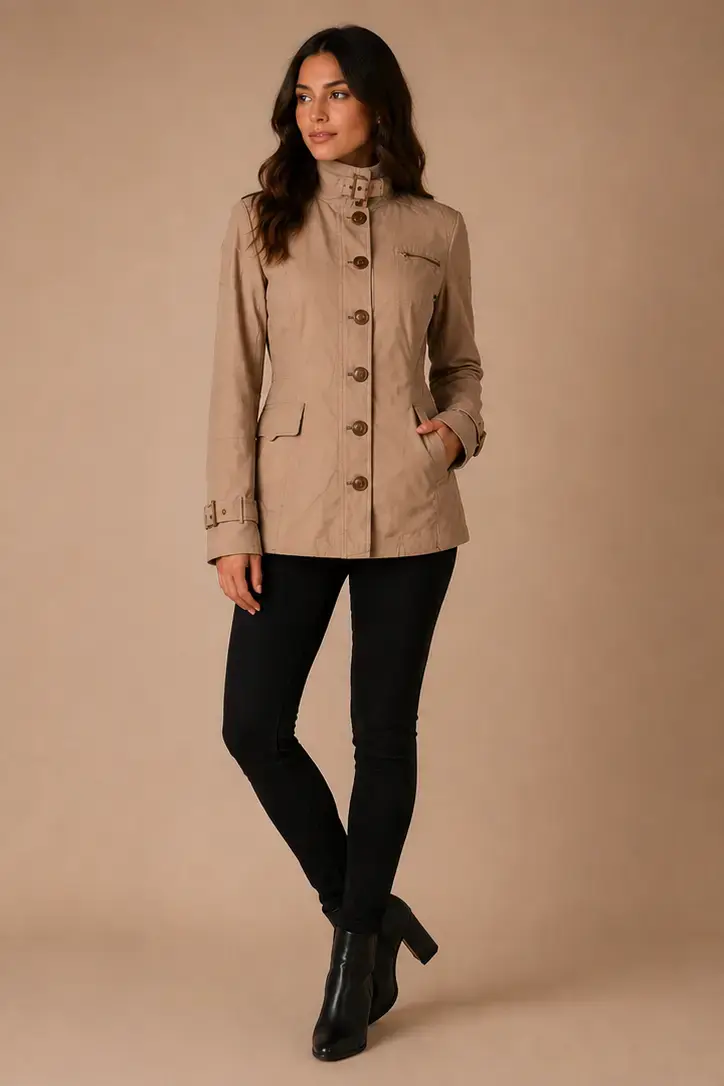 Chaqueta beige con botones - 1