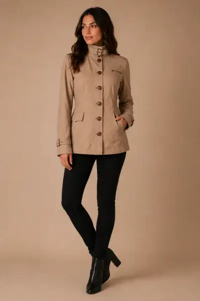 Chaqueta beige con botones - miniatura 1