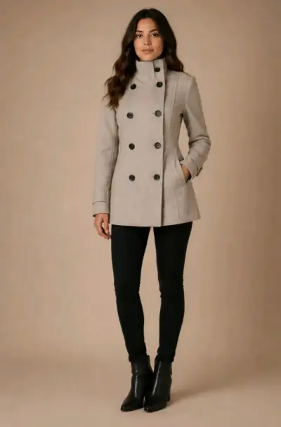 Abrigo gris elegante mujer - miniatura 1