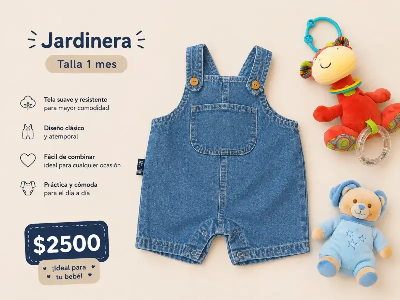 Jardinera de mezclilla talla 1 mes