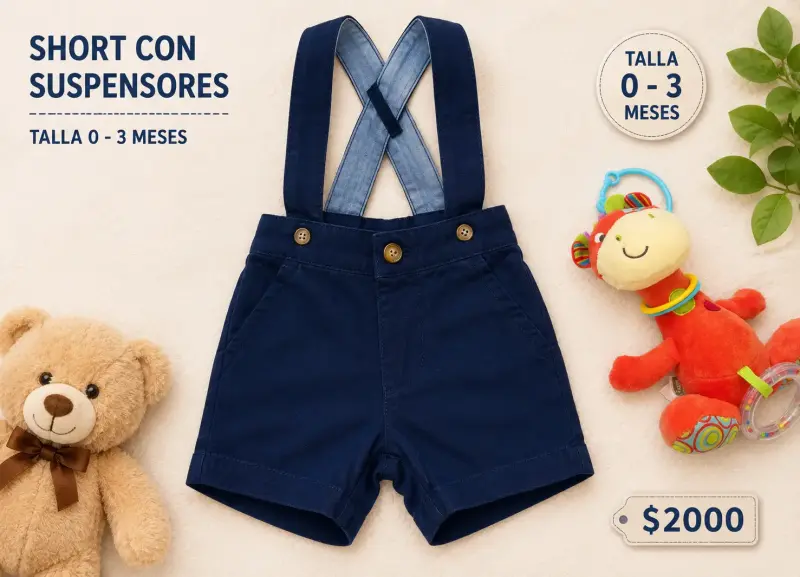 Short con suspensores azul bebé