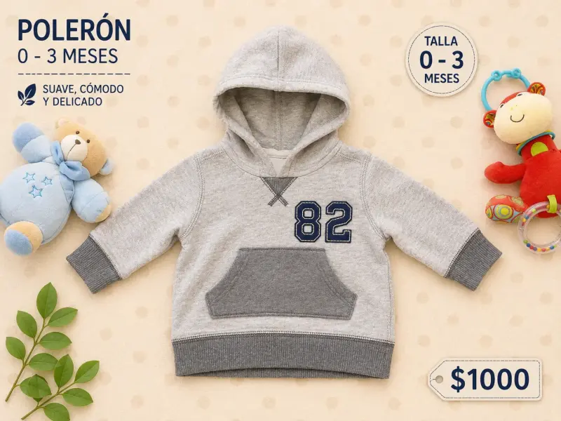 Polerón gris 0-3 meses