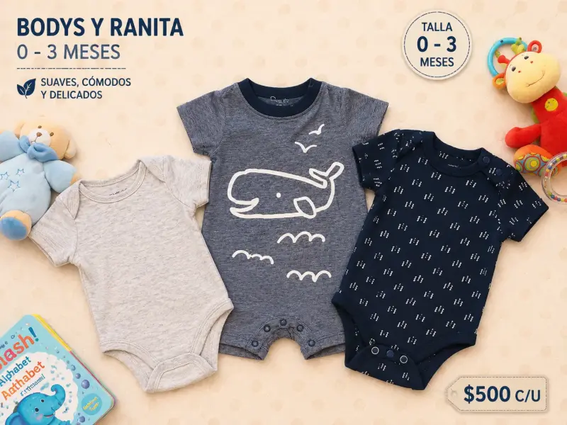 Pack de 3 bodys bebé 0-3 meses