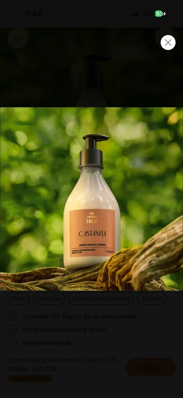 Crema corporal Ekos Castanha 400ml - 1