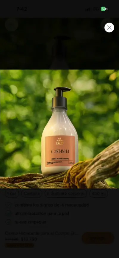 Crema corporal Ekos Castanha 400ml - miniatura 1