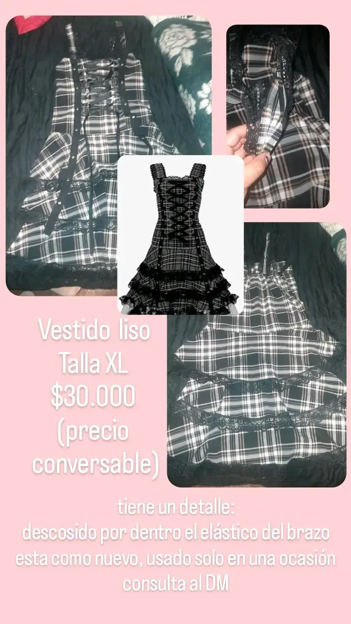 Vestido negro a cuadros XL